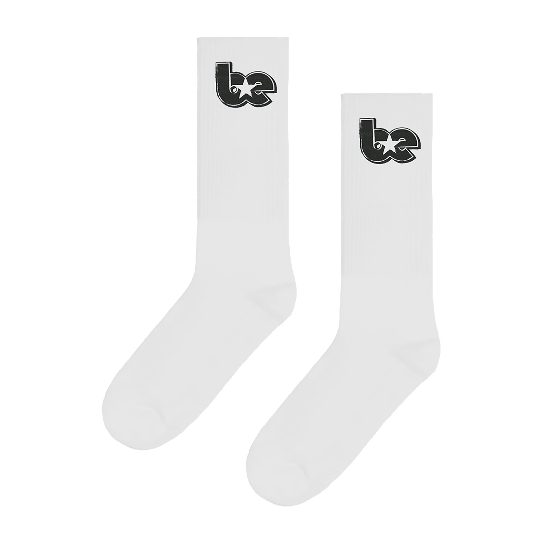 BE Star White Crew Socks